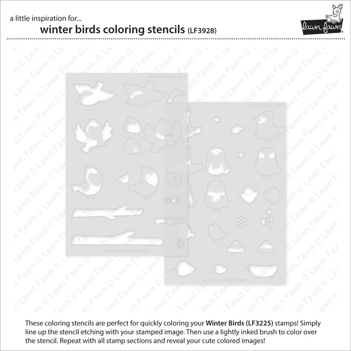 Lawn Fawn - WINTER BIRDS - Coloring Stencils
