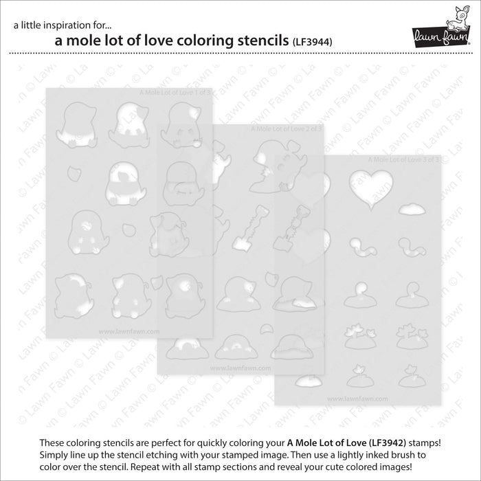 Lawn Fawn - A MOLE LOT OF LOVE - Coloring Stencils