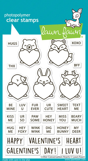 Lawn Fawn - CRITTER CONVERSATION HEARTS - Stamps Set