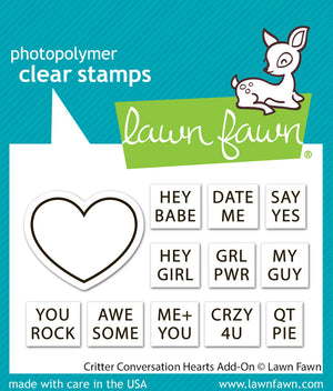 Lawn Fawn - CRITTER CONVERSATION HEARTS Add-On - Stamps Set