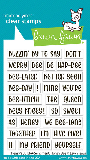 Lawn Fawn - Henry's Build a Sentiment: HONEY BEE - Stamps Set