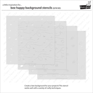 Lawn Fawn - BEE HAPPY BACKGROUND - Lawn Clippings - 4 pc Layering Stencil Set