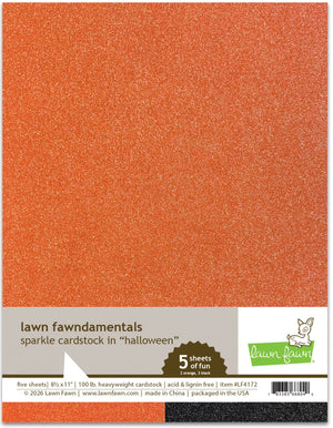 Lawn Fawn - HALLOWEEN Sparkle Cardstock 8.5x11 Paper Pack - Orange and Black