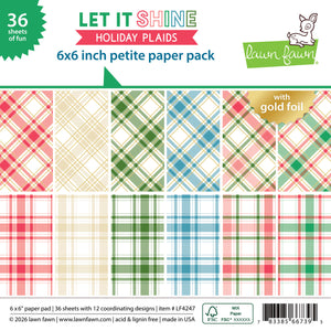 Lawn Fawn - LET IT SHINE HOLIDAY PLAIDS - Petite Paper Pack 6x6