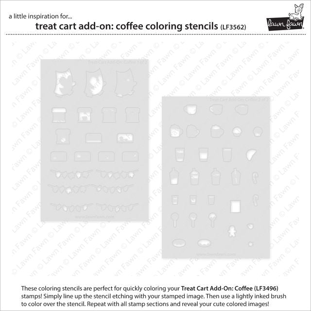 Lawn Fawn - Treat Cart Add-On: COFFEE - Coloring Stencils set