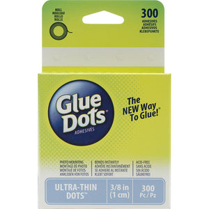 Glue Dots - Clear Dot Roll Adhesive - ULTRA-THIN DOTS 3/8" (1cm) 300/Pkg - Hallmark Scrapbook - 1