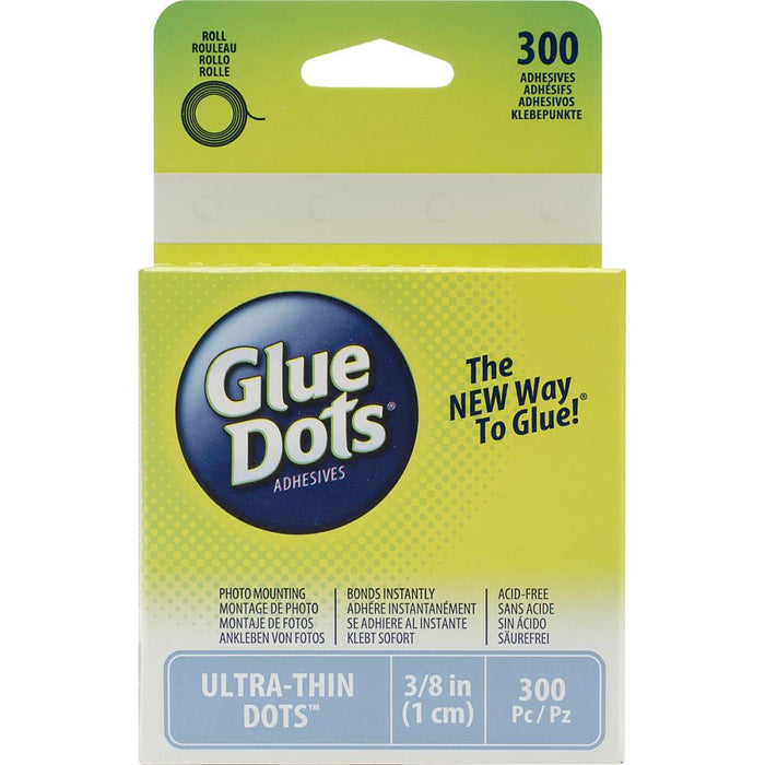 Glue Dots - Clear Dot Roll Adhesive - ULTRA-THIN DOTS 3/8" (1cm) 300/Pkg