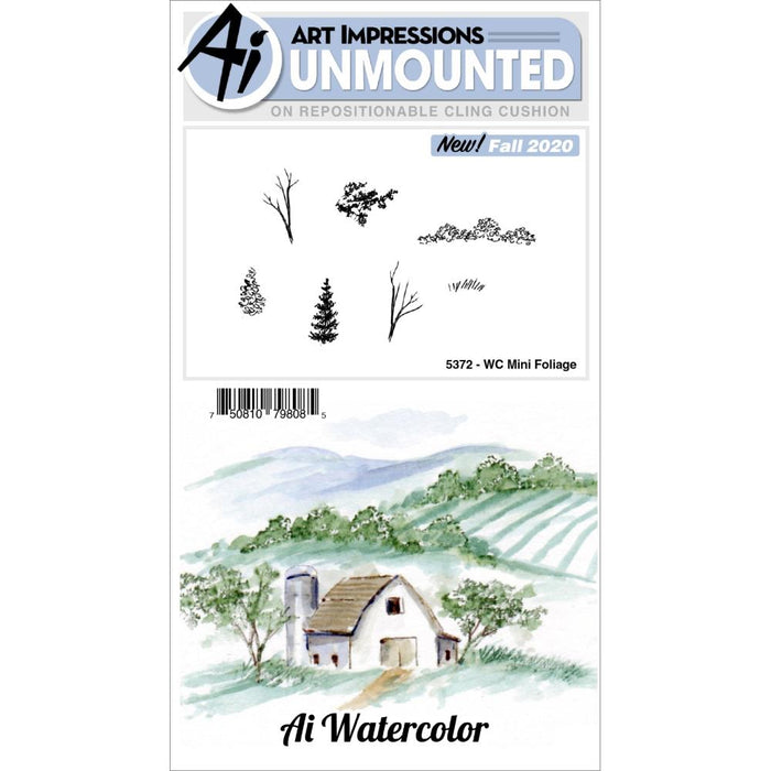 Art Impressions - Watercolor Cling Rubber Stamp Set - MINI FOLIAGE Set