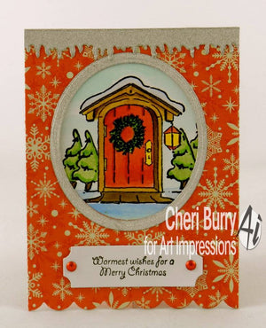 Art Impressions - Cling Rubber Stamp Set - WOODEN DOOR *