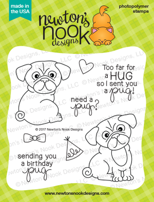 Newton's Nook Designs - PUG HUGS Clear Stamps - Hallmark Scrapbook - 2