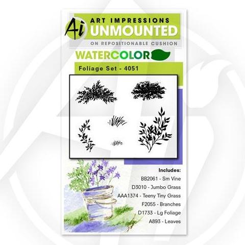 Art Impressions - Watercolor Cling Rubber Stamp Set - FOLIAGE Set 1 *