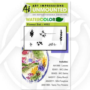 Art Impressions - Watercolor Cling Rubber Stamp Set - FLOWER Set 1 *