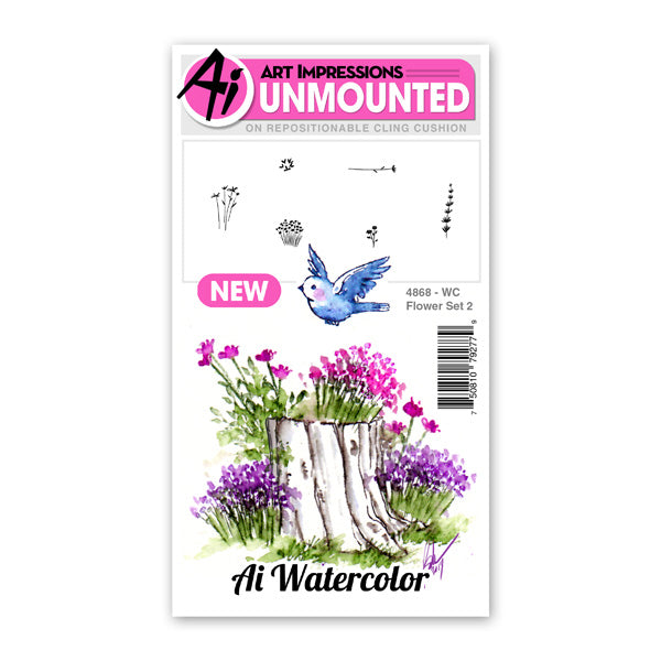 Art Impressions - Watercolor Cling Rubber Stamp Set - FLOWER Set 2