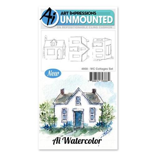 Art Impressions - Watercolor Cling Rubber Stamp Set - COTTAGE