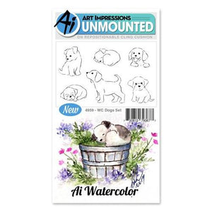 Art Impressions - Watercolor Cling Rubber Stamp Set - DOGS