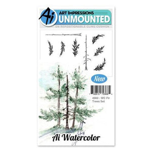 Art Impressions - Watercolor Cling Rubber Stamp Set - FIR TREES