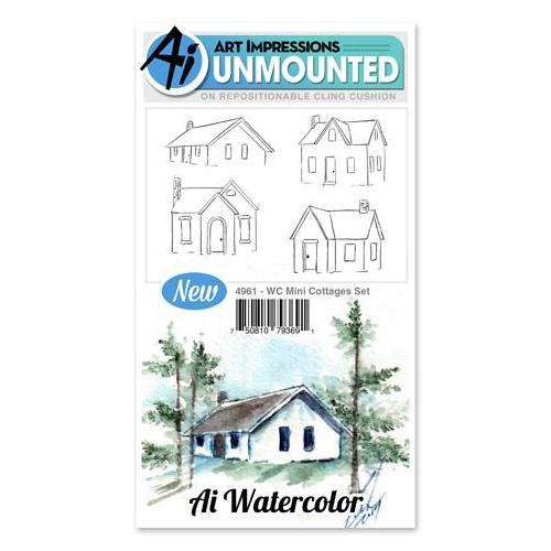 Art Impressions - Watercolor Cling Rubber Stamp Set - Mini COTTAGES