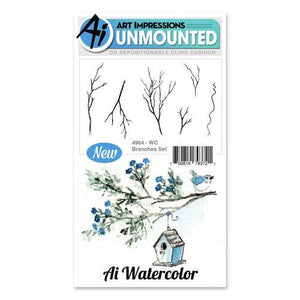 Art Impressions - Watercolor Cling Rubber Stamp Set - BRANCHES