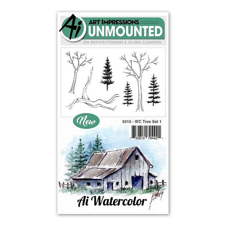 Art Impressions Watercolor Cling Rubber Stamps (Tree Set 1)