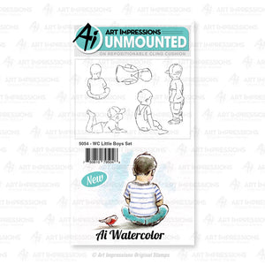Art Impressions - Cling Rubber Watercolor Stamp Set - LITTLE BOYS