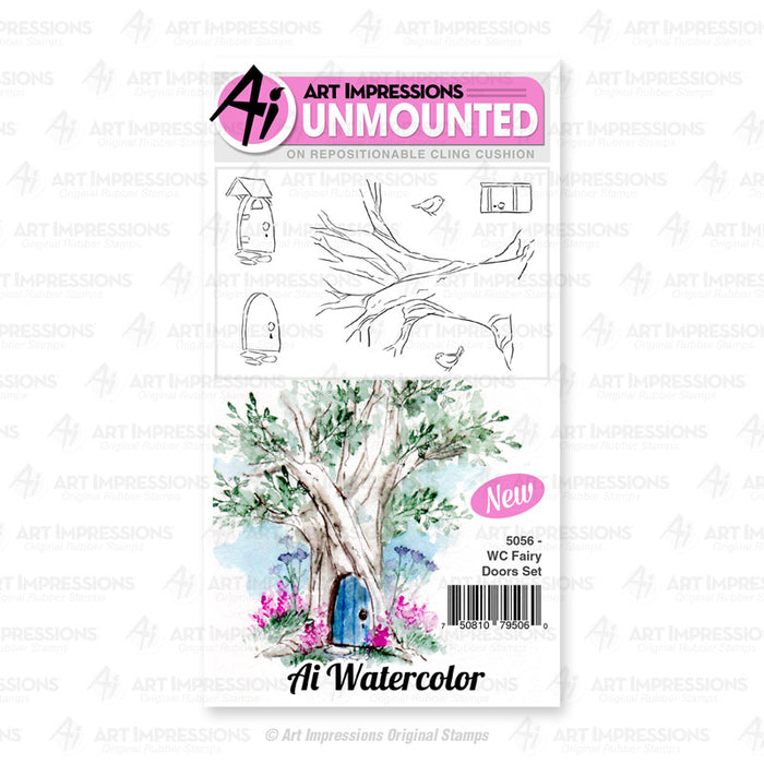 Art Impressions - Cling Rubber Watercolor Stamp Set - FAIRY DOORS