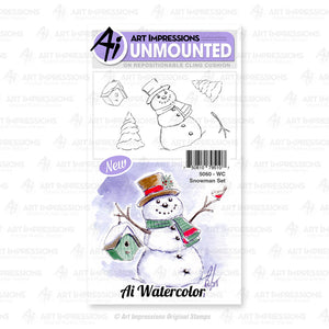 Art Impressions - Cling Rubber Watercolor Stamp Set - SNOWMAN *
