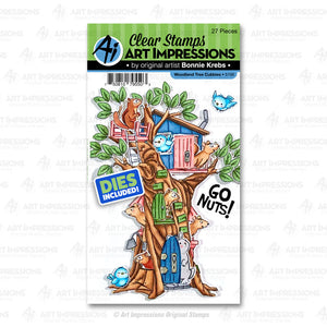 Art Impressions - WOODLAND TREE CUBBIES - Stamp and Die Set