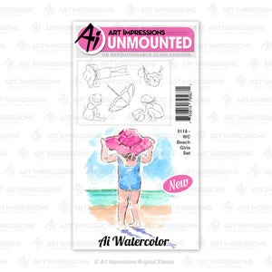 Art Impressions - Cling Rubber Watercolor Stamp Set - BEACH GIRLS - 20% OFF!