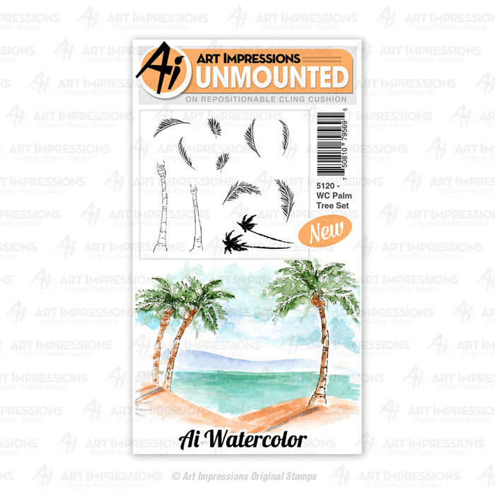 Art Impressions - Cling Rubber Watercolor Stamp Set - PALM TREE