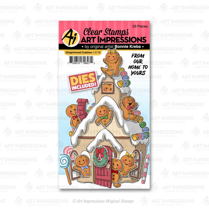 Art Impressions - GINGERBREAD Cubbies - Stamp and Die Set