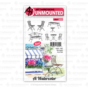Art Impressions - Cling Rubber Watercolor Stamp Set - WROUGHT IRON Set