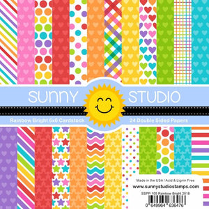 Sunny Studio - RAINBOW BRIGHT - 24 Double Sided Sheets 6x6