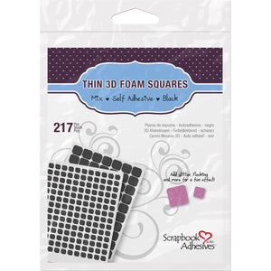 Scrapbook Adhesives - BLACK - THIN 3-D Permanent Foam Squares 217PC