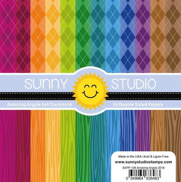 Sunny Studio - AMAZING ARGYLE Paper - 24 Double Sided Sheets 6x6