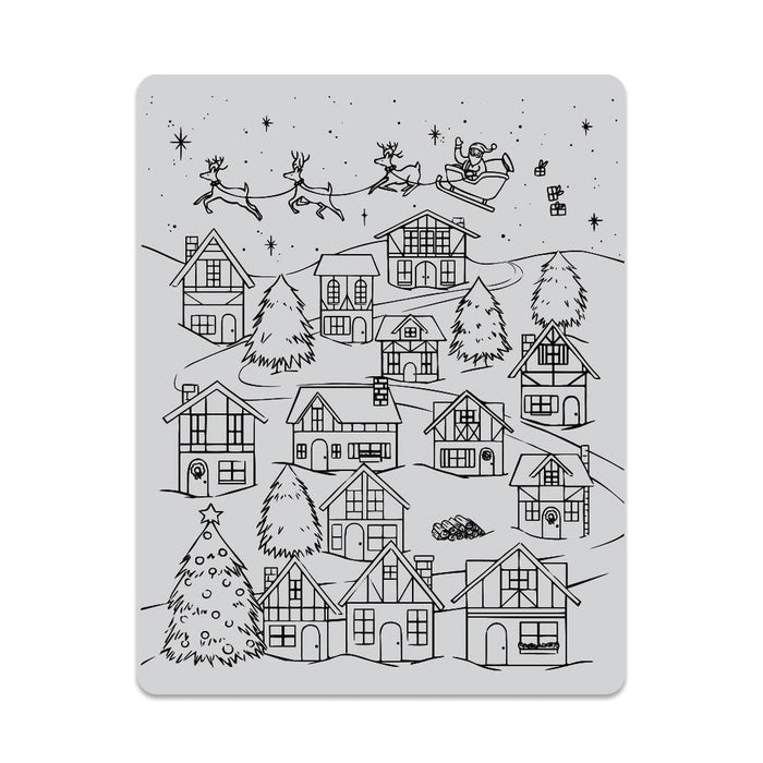 Hero Arts - WINTER VILLAGE PEEK-A-BOO Background - Cling Rubber Stamp