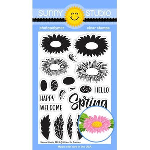 Sunny Studio - CHEERFUL DAISIES - Clear Stamps