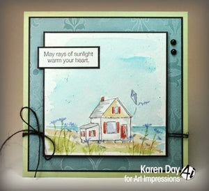 Art Impressions - Watercolor Cling Rubber Stamp Set - Cottage By The Beach *