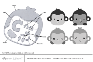 Mama Elephant - Favor Bag Accessory MONKEY - Creative Cuts Dies Set - 20% OFF!
