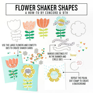 Concord & 9th - FLOWER SHAKER SHAPES - Stamps and Dies BUNDLE Set a