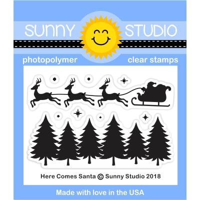 Sunny Studio - HERE COMES SANTA - Stamp Set