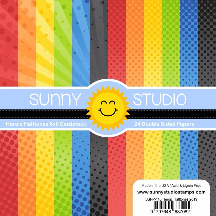 Sunny Studio - HEROIC HALFTONES - Paper Pack 26 Pcs - 25% OFF!