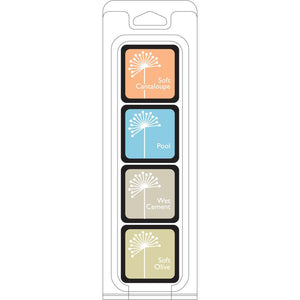 Hero Arts Shadow Ink JUST BEACHY 4 cube set - Soft Cantaloupe, Pool, Wet Cement and Soft Olive - Hallmark Scrapbook