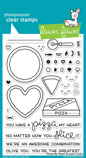 Lawn Fawn - Pizza My Heart - CLEAR STAMPS 36pc - Hallmark Scrapbook - 1