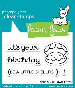 Lawn Fawn - YEAR SIX (Shellfish/Clam) - CLEAR STAMPS - Hallmark Scrapbook - 1