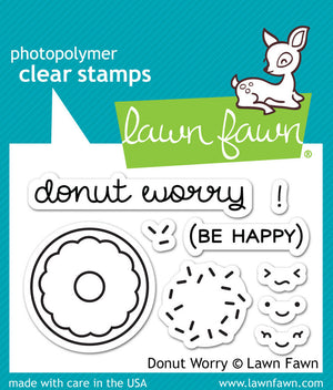 Lawn Fawn - DONUT WORRY - CLEAR STAMPS 9pc - Hallmark Scrapbook - 1