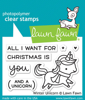 Lawn Fawn - WINTER UNICORN - Stamp Set - Hallmark Scrapbook - 1