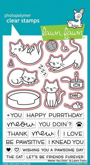 Lawn Fawn - MEOW YOU DOIN' - Clear Stamps set