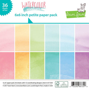 Lawn Fawn - WATERCOLOR WISHES Petite Paper Pack 6x6 - 36 sheets