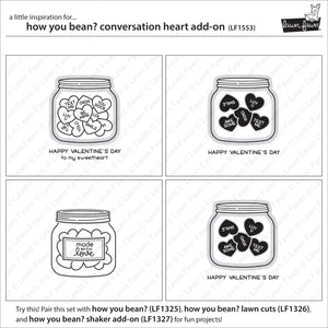 Lawn Fawn - How You Bean? CONVERSATION HEART Add-On - Clear Stamps Set
