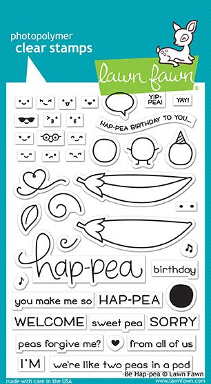 Lawn Fawn - BE HAP-PEA - Clear Stamps Set
